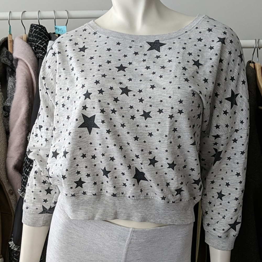 6/$25 DenimCo Grey Stars Jumper Sweatshirt